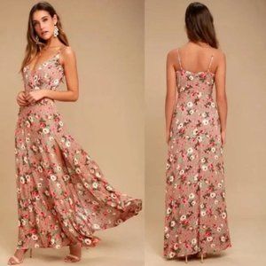 Lulu's Everlasting Bliss Blush Floral Print Maxi Dress